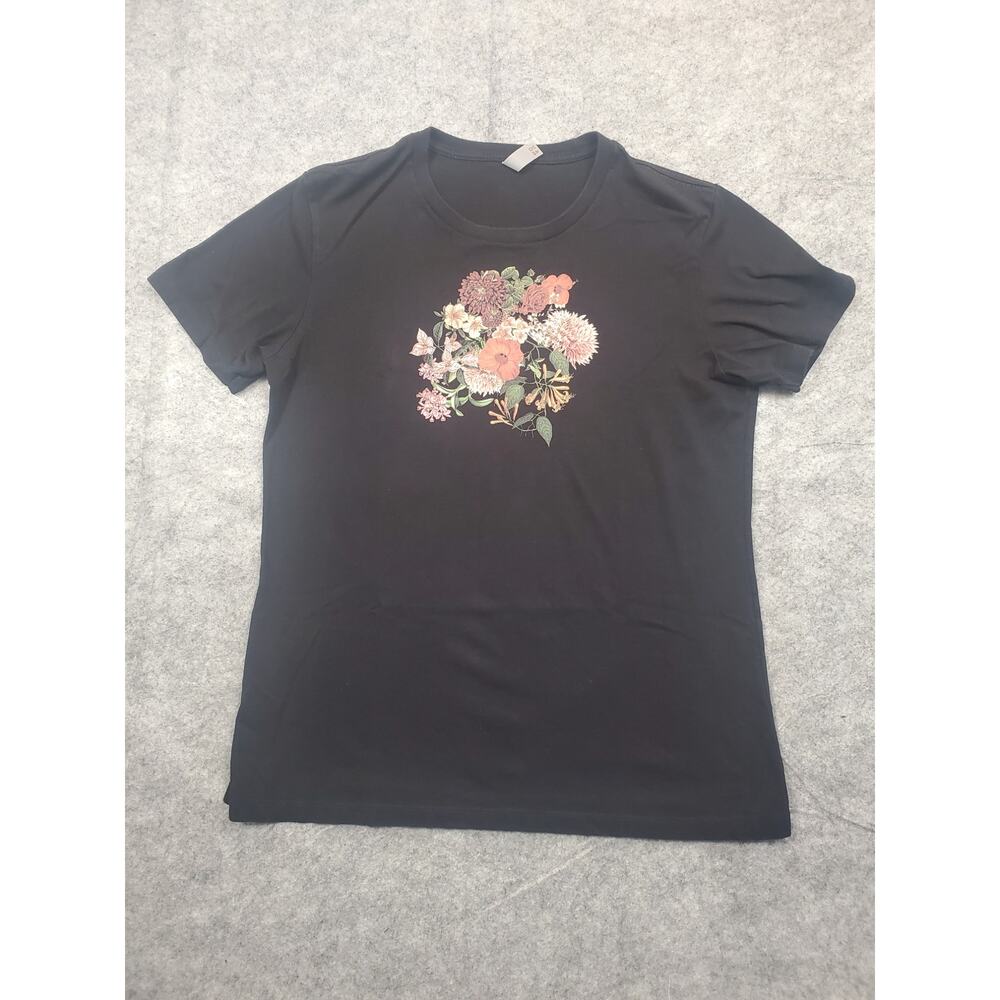 Threadless Women's XL Black Fitted Shirt Garden-Jack Duarte Floral